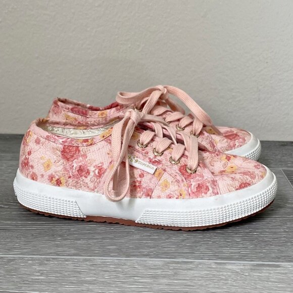 Superga x LoveShackFancy Kid's Classic Lace Up Sneaker In Tokyo Pink - Picture 1 of 7